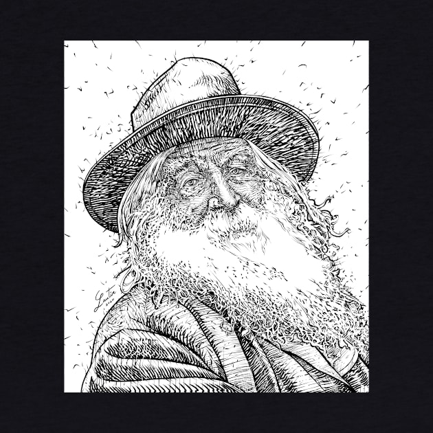 WALT WHITMAN ink portrait by lautir